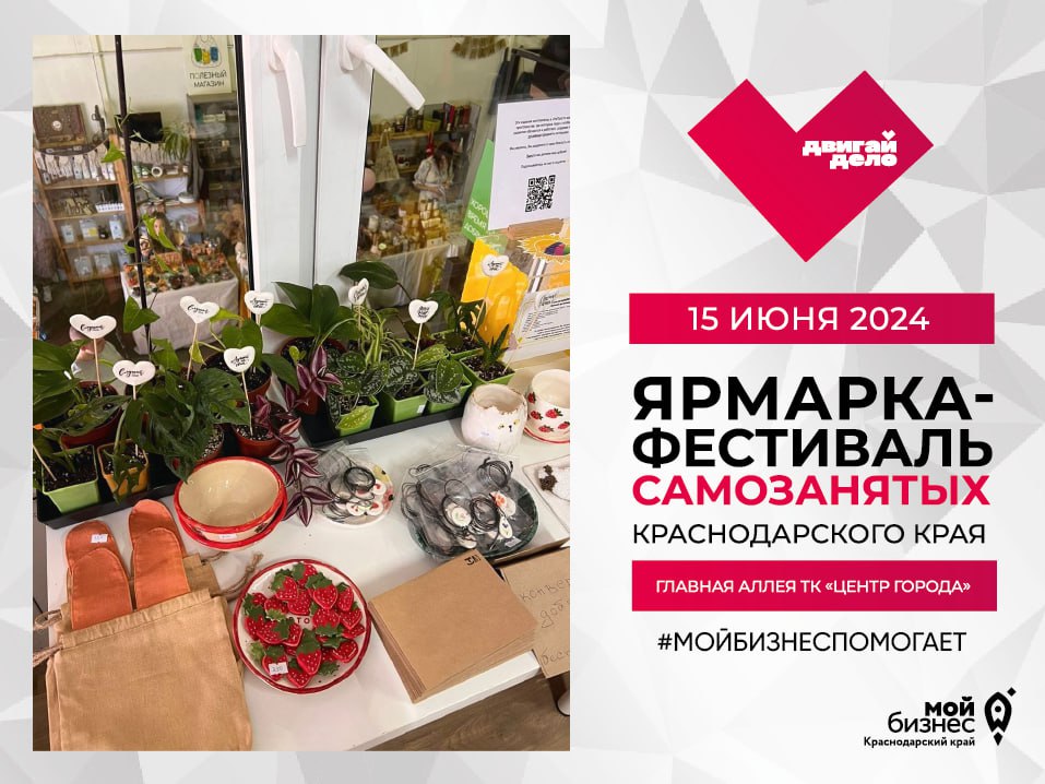 В Краснодаре проводят ярмарку-фестиваль самозанятых «Двигай дело»