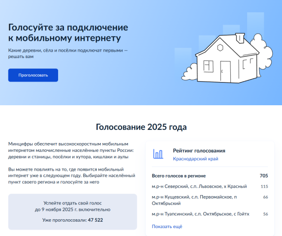 Голосуйте за подключение вашего населенного пункта к интернету